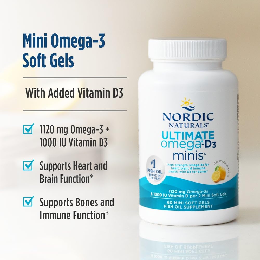 Nordic Naturals packaging highlights purity: non-GMO, gluten-free, dairy-free ingredients