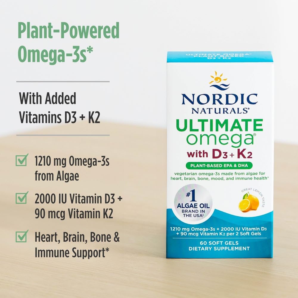 Nordic Naturals Ultimate Omega Plant-Based sustainable packaging design.