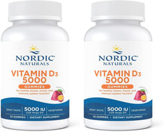 Nordic Naturals Vitamin D3 5000 Gummies bottle with passion fruit flavor for daily immune support