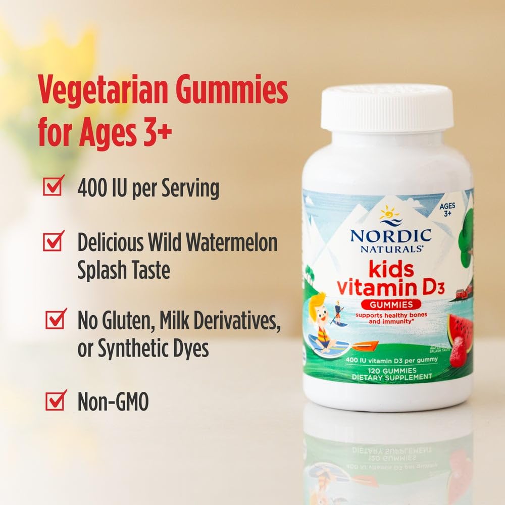 Nordic Naturals Vitamin D3 Gummies Kids label close-up confirms 400 IU per gummy