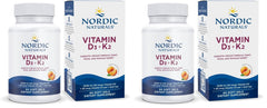 Nordic Naturals Vitamin D3 K2 orange bottle showing 60 soft gels for bone support.