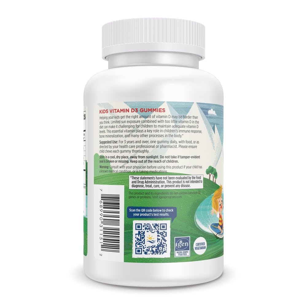 Close-up of Nordic Naturals Vitamin D3 Kids gummies showing texture and color