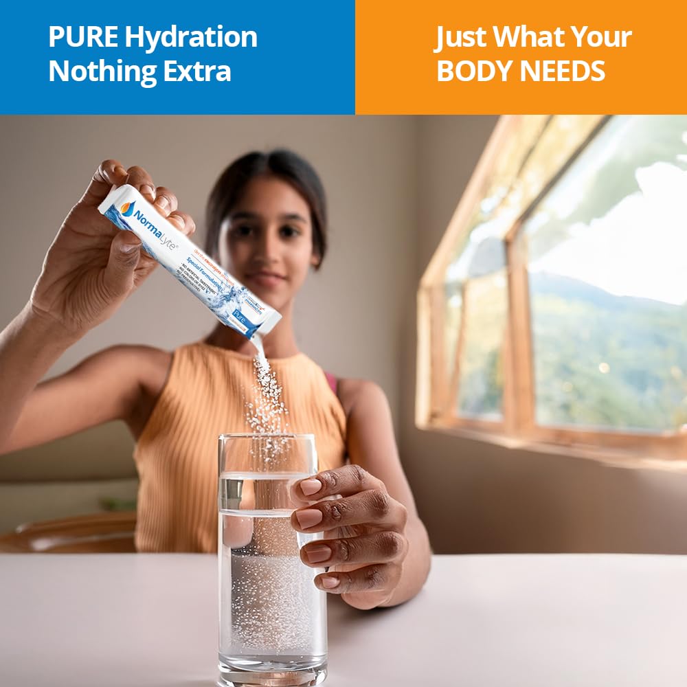 NormaLyte Pure packets with an athlete illustrating active hydration benefits.