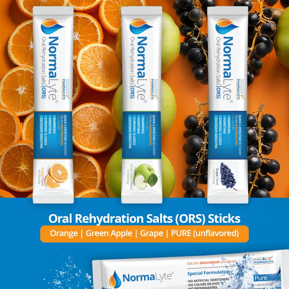 NormaLyte Pure packets dissolving in water for quick electrolyte intake.