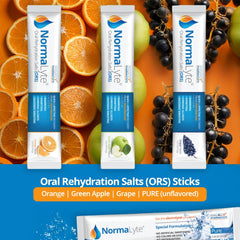 NormaLyte Pure packets dissolving in water for quick electrolyte intake.