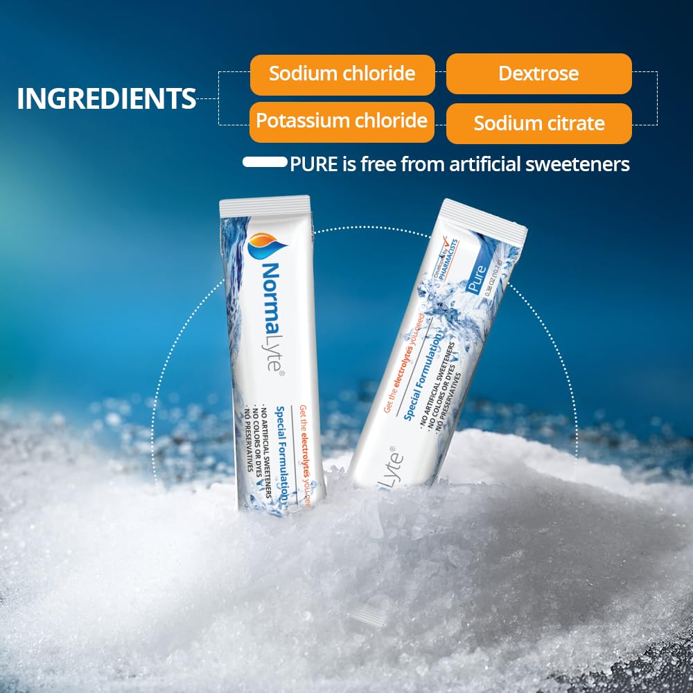 NormaLyte Pure packets beside travel essentials for on-the-go hydration.