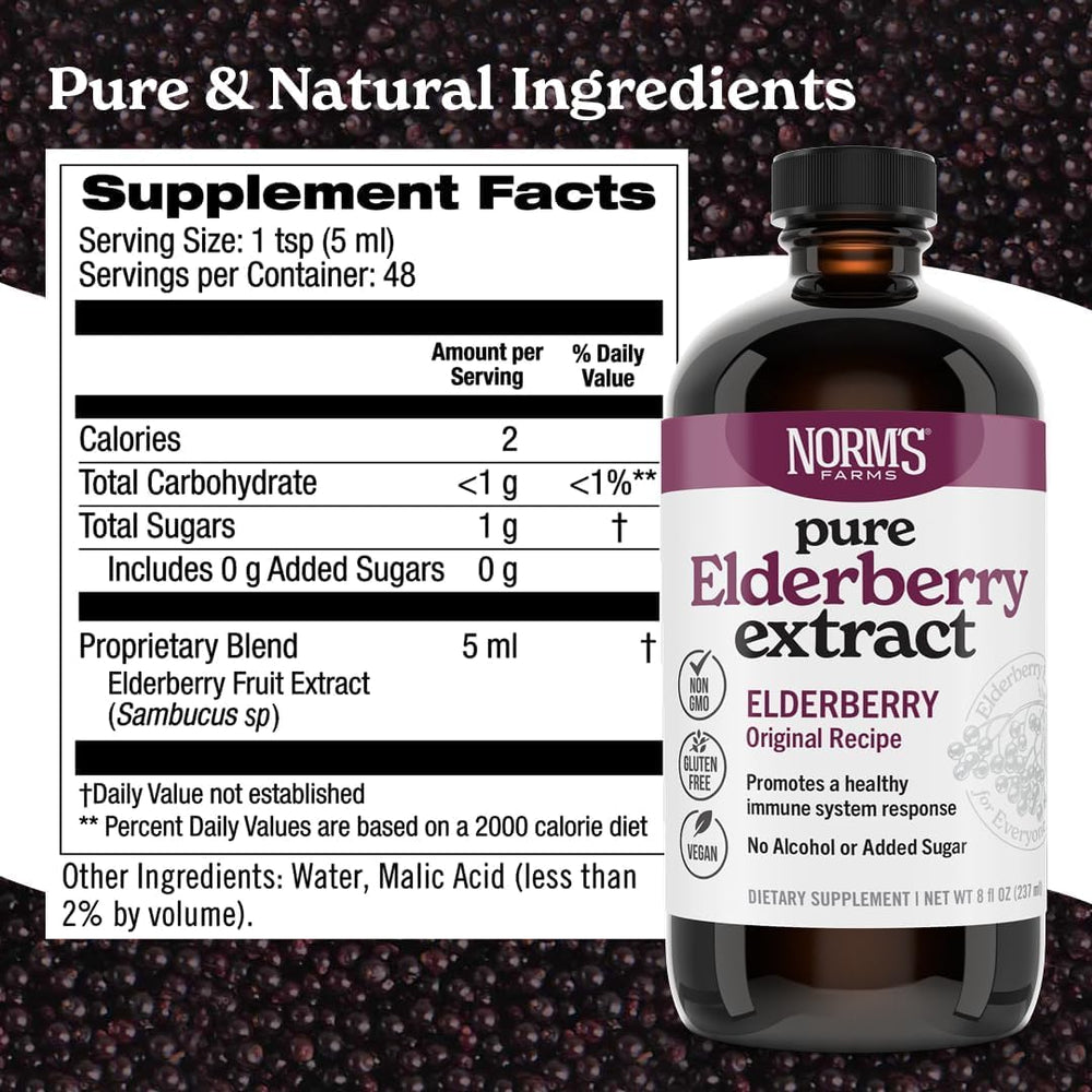 Norm's Farms BeeWellness Syrup bottle highlighting honey-based elderberry blend