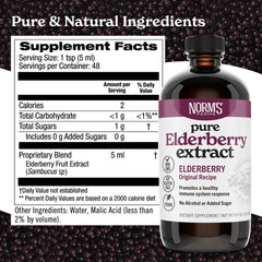 Norm's Farms BeeWellness Syrup bottle highlighting honey-based elderberry blend