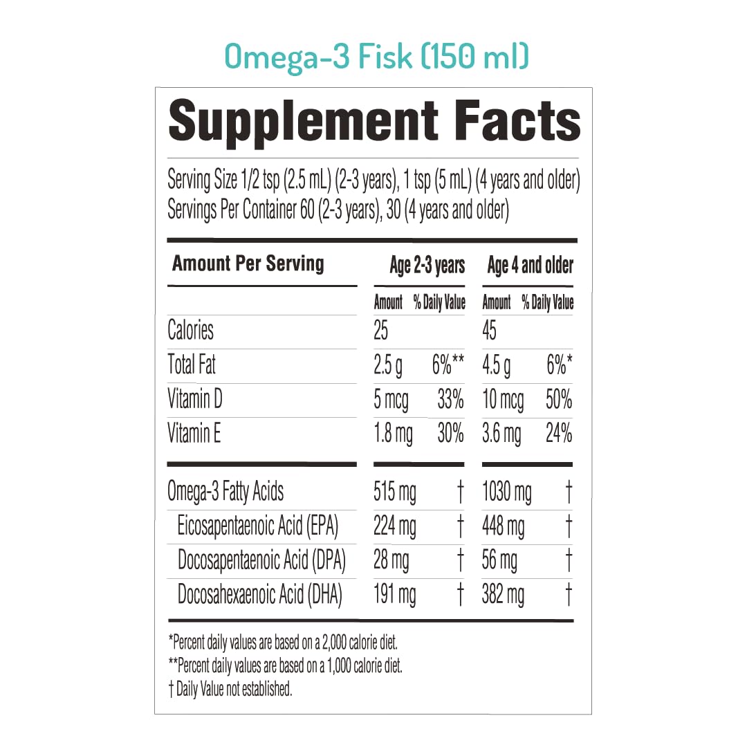 NORSAN Fisk Kids orange-flavour liquid close-up emphasizing tasty omega-3 for kids