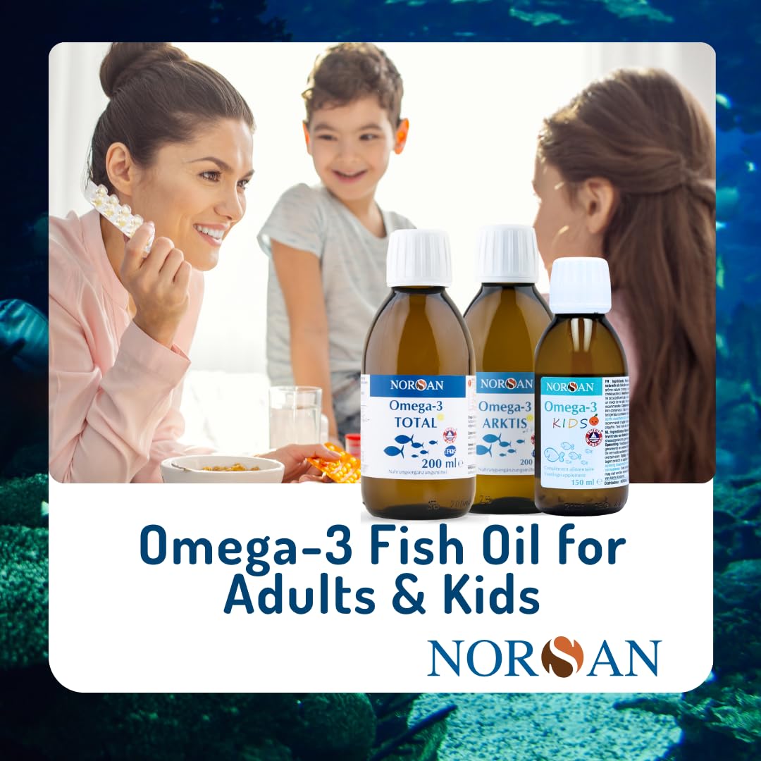 NORSAN Fisk Kids omega-3 mixed into yogurt or juice for kid-friendly use