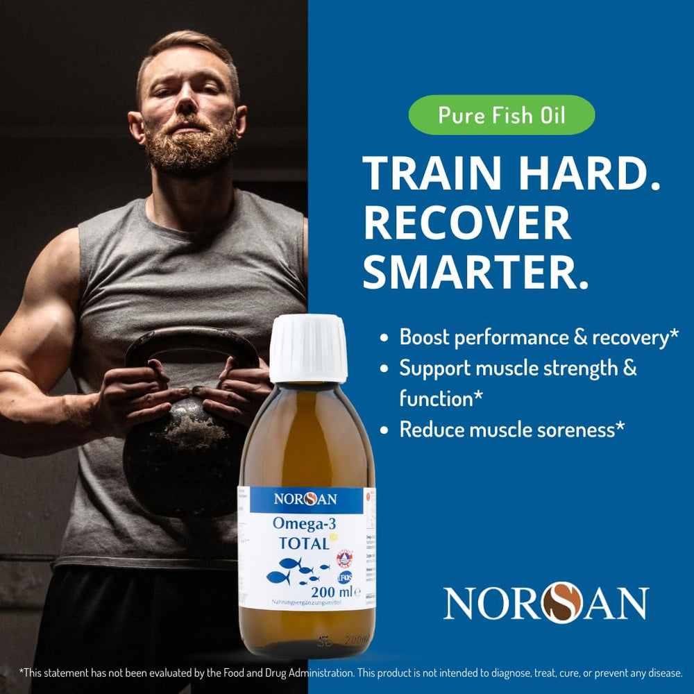NORSAN Omega-3 Total Liquid measuring spoon for easy dosing.