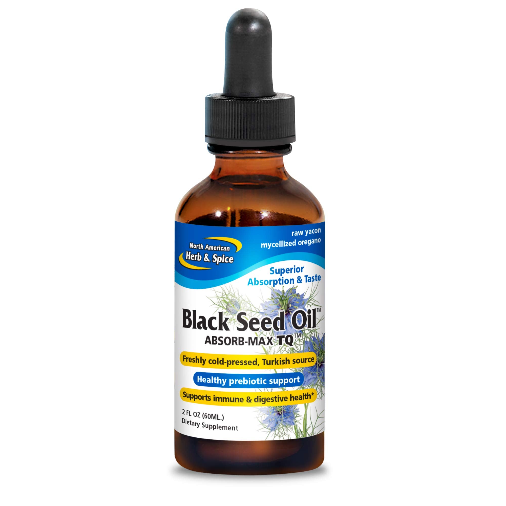North American Herb & Spice Black Seed Oil Absorb-Max TQ bottle for easy daily use and potential support
