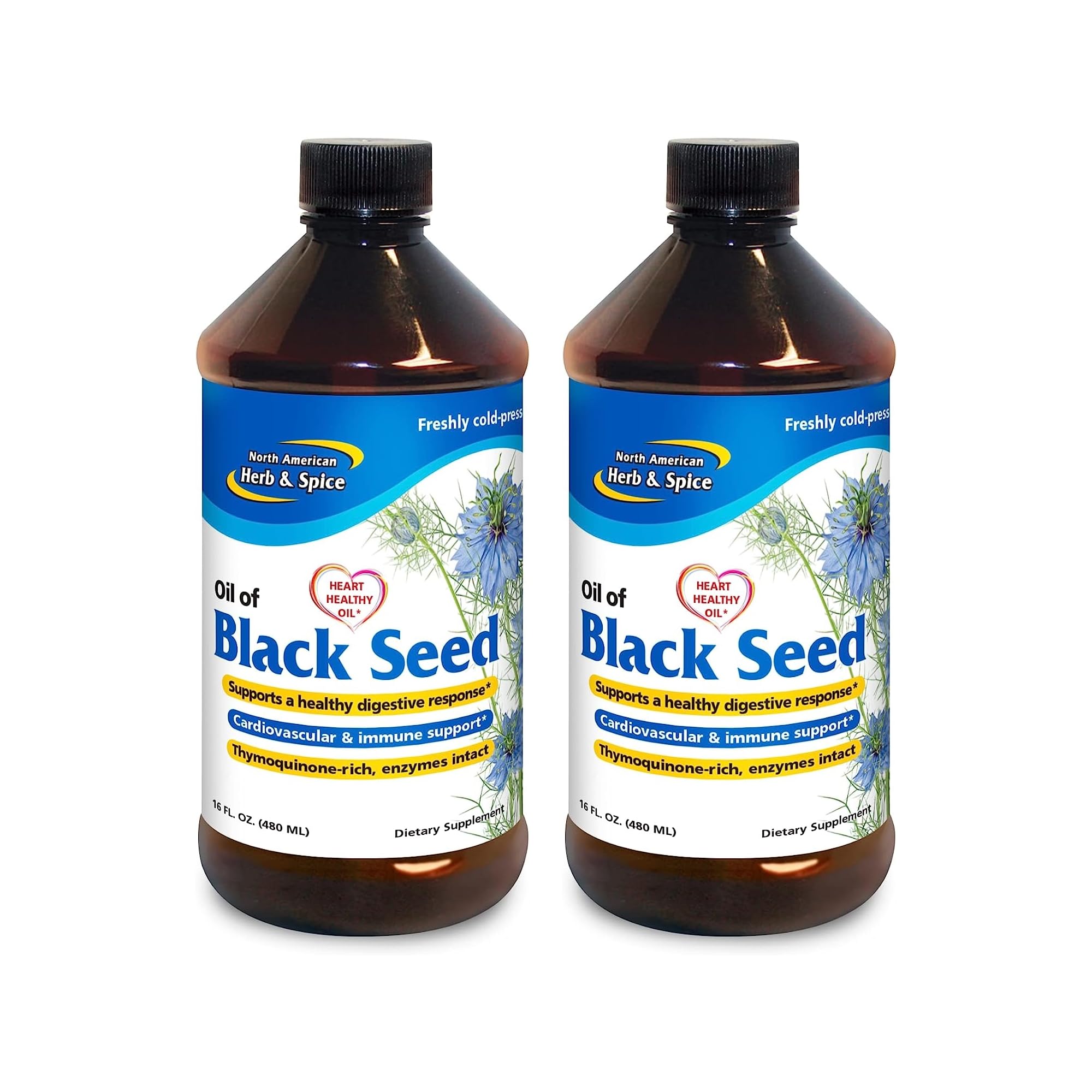North American Herb and Spice Black Seed Oil bottle, 2-pack, ideal for daily wellness.