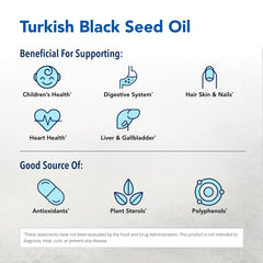 NORTH AMERICAN HERB & SPICE black seed oil label highlights non-GMO and cold-pressed quality