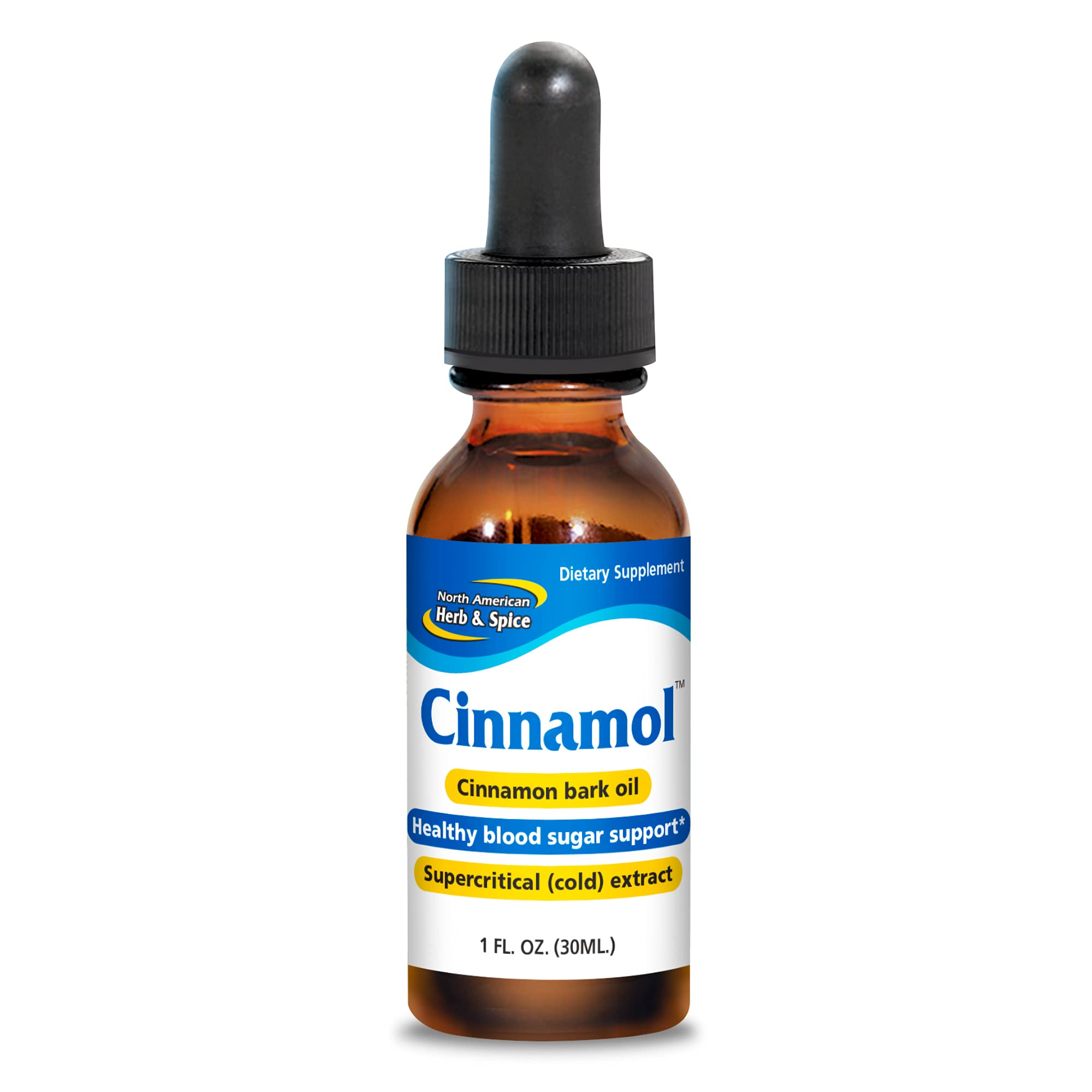 North American Herb & Spice Cinnamol bottle showcases concentrated cinnamon oil for easy dosing.