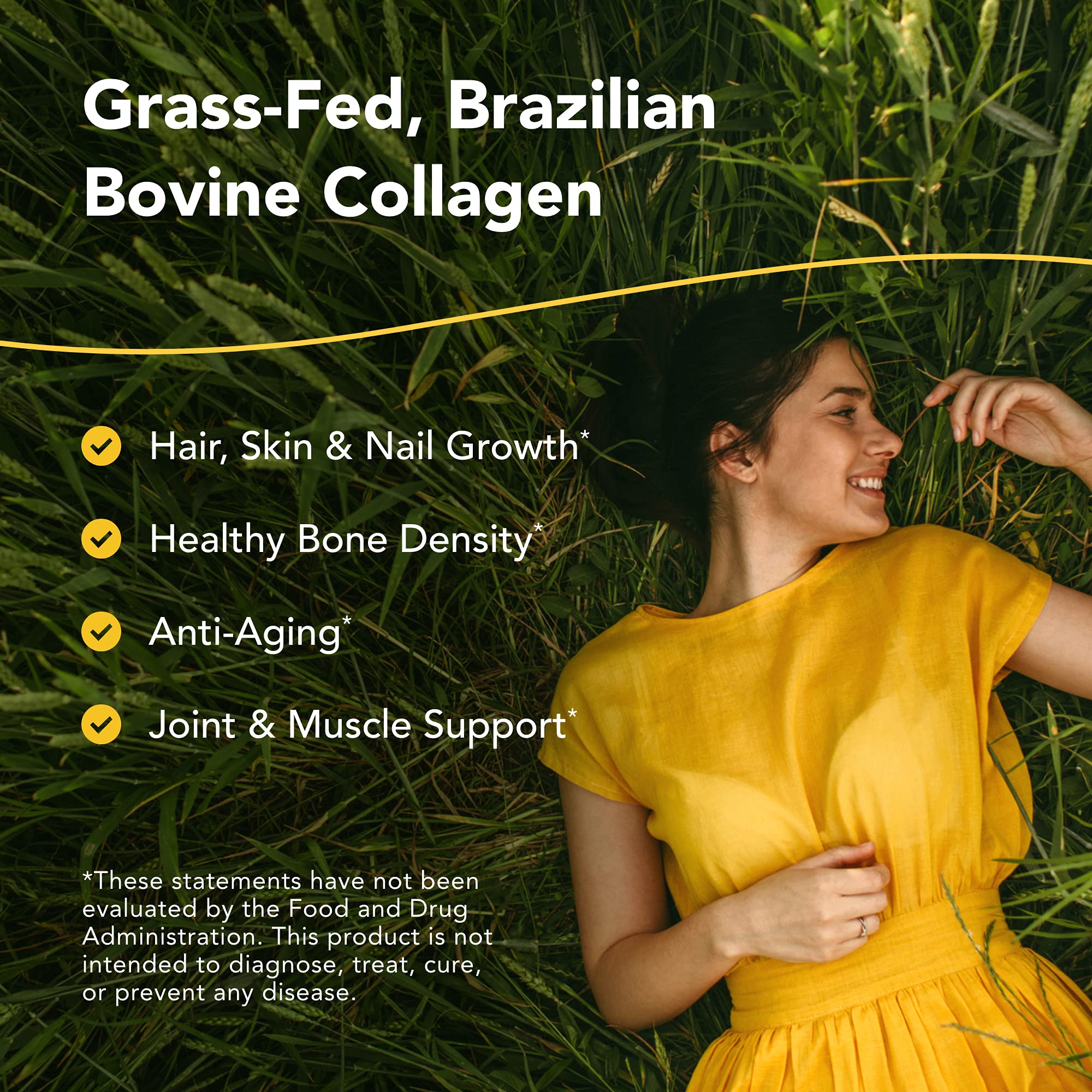 Collagen Power-Plus bottle tilted showing capsules for daily nourishment.