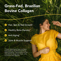Collagen Power-Plus bottle tilted showing capsules for daily nourishment.