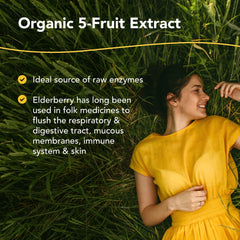NORTH AMERICAN HERB & SPICE ElderClenz label close-up shows clean, whole-food ingredients.