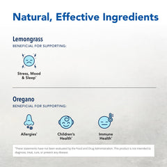 EssentiaClenz oregano-lavender-lemongrass blend highlights natural aromatics.