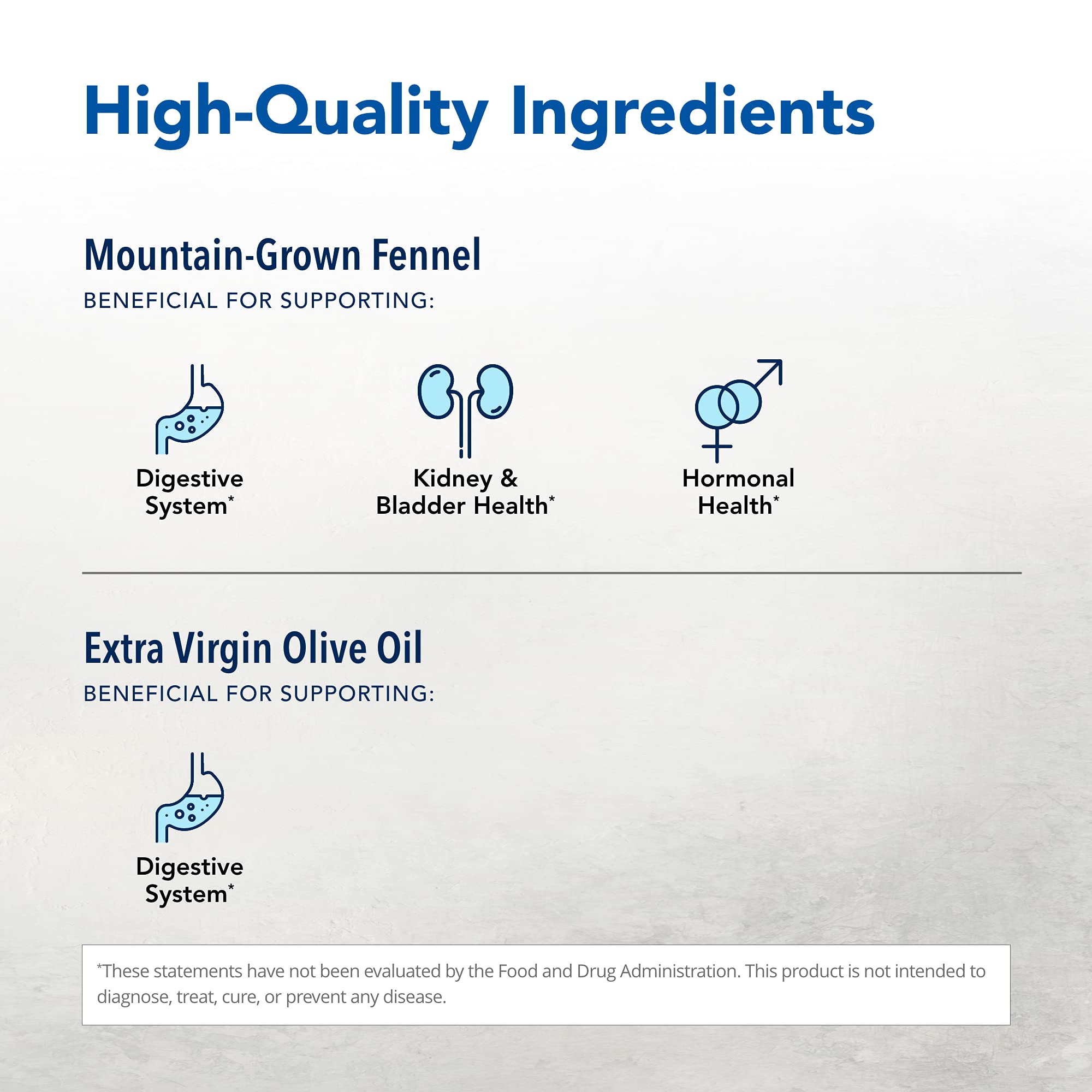 Fenatrol ingredients label highlighting wild fennel and non-GMO formula
