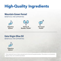 Fenatrol ingredients label highlighting wild fennel and non-GMO formula