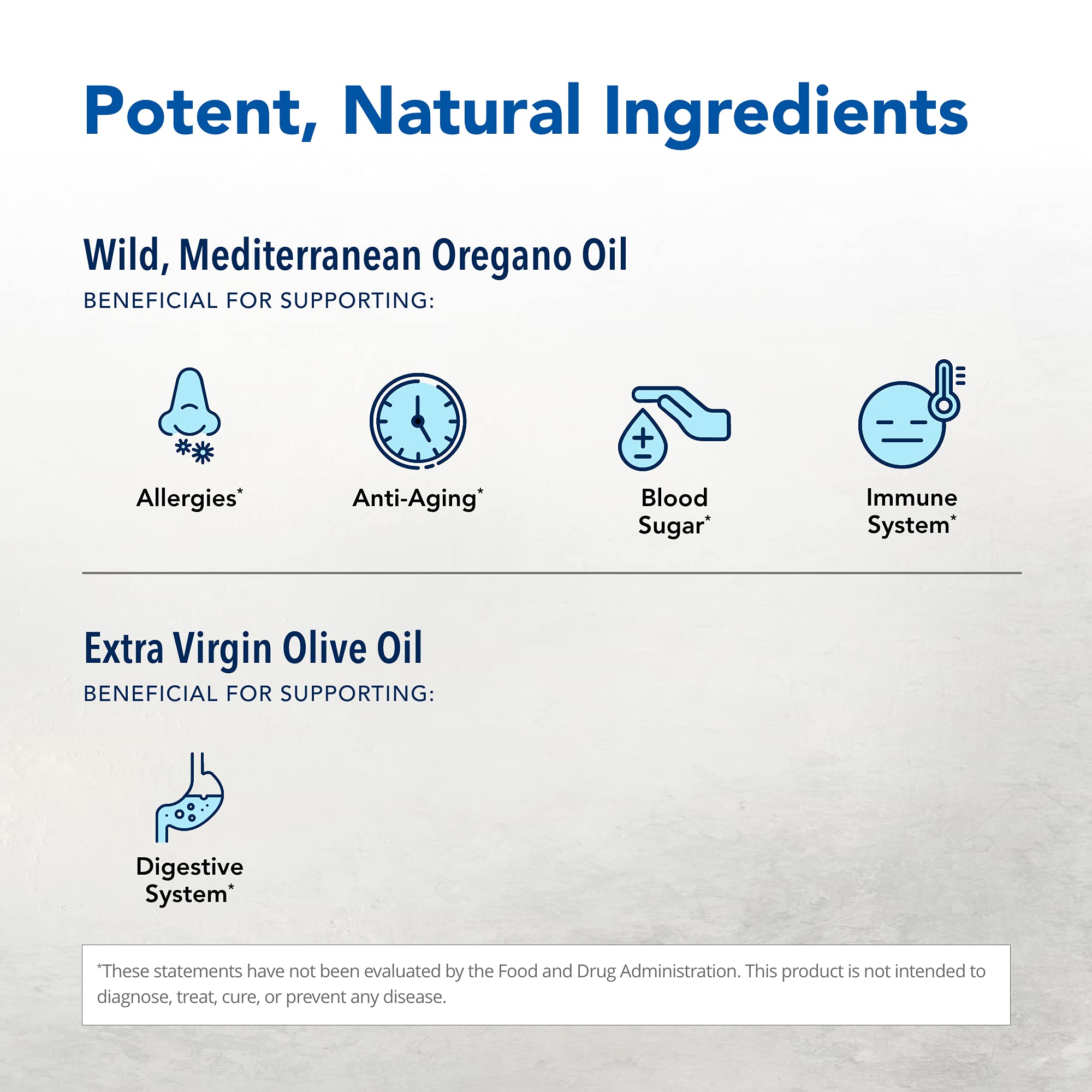 Front-label close-up showing non-GMO status and olive oil base of P73 softgels.
