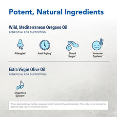 Front-label close-up showing non-GMO status and olive oil base of P73 softgels.