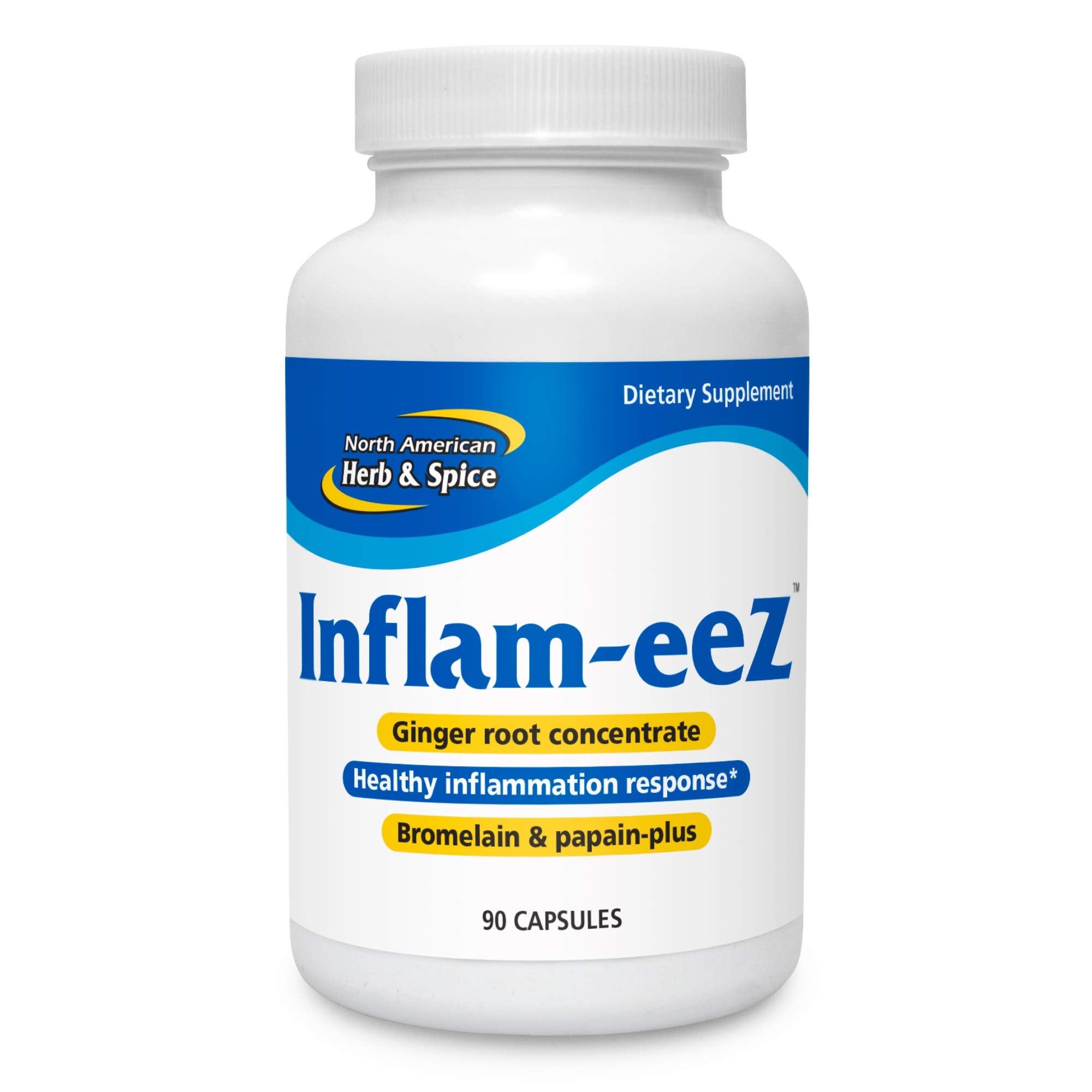 Inflam-eez bottle from North American Herb and Spice for convenient daily dosing.