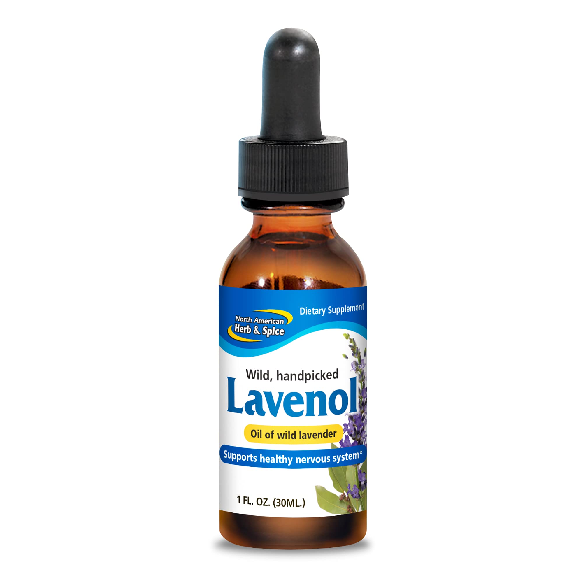 North American Herb & Spice Lavenol bottle with wild lavender oil for relaxation