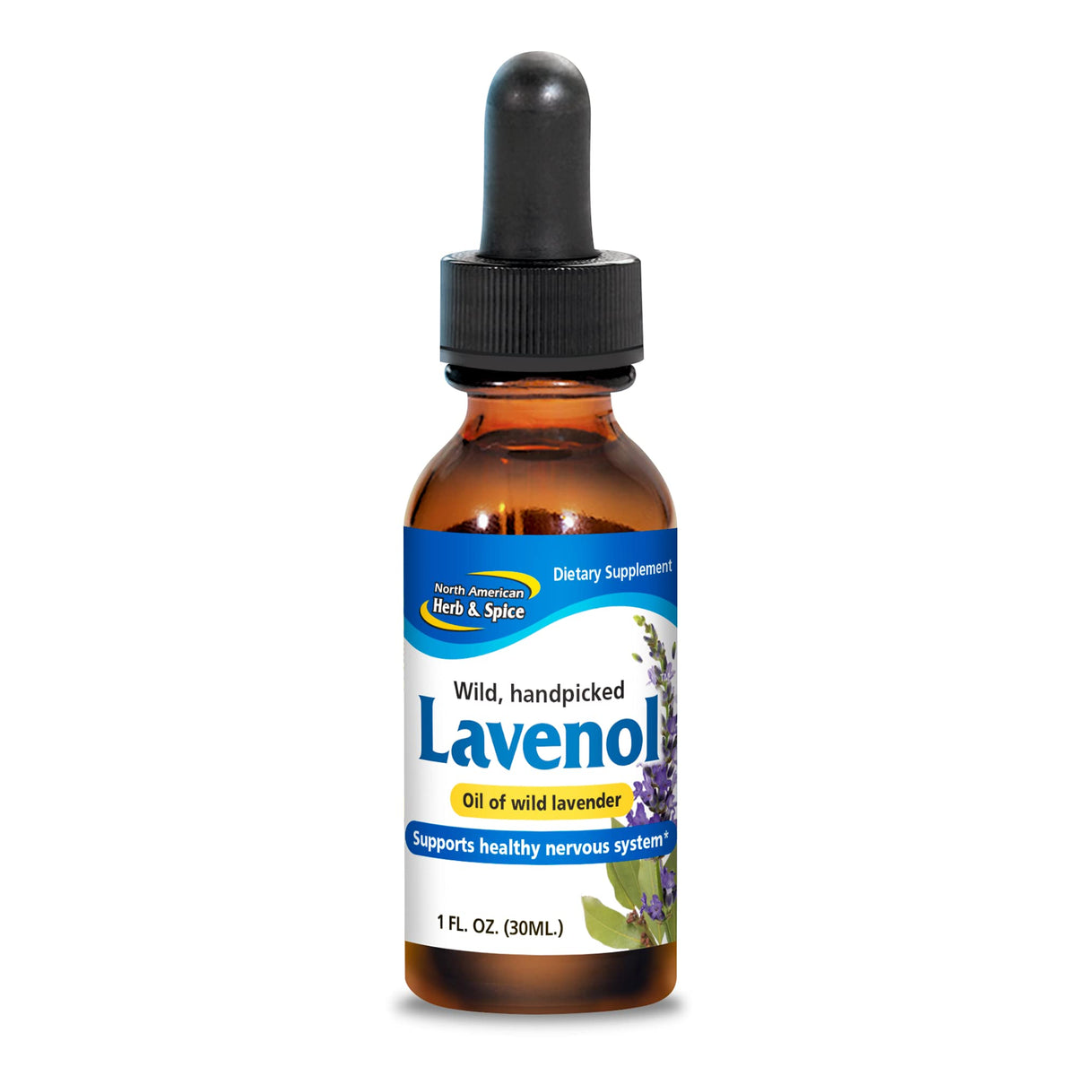 North American Herb & Spice Lavenol bottle with wild lavender oil for relaxation