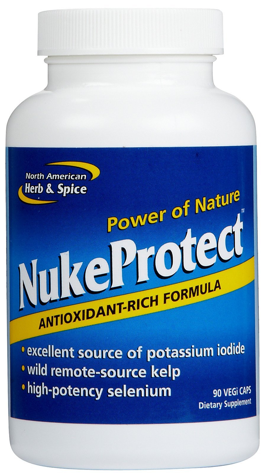 North American Herb & Spice NukeProtect bottle with kelp and antioxidant support.