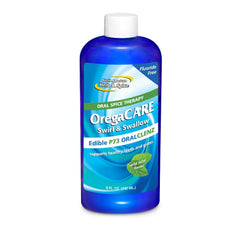 OregaCARE Swirl & Swallow de NORTH AMERICAN HERB & SPICE, botella menta, sabor fresco para uso diario.