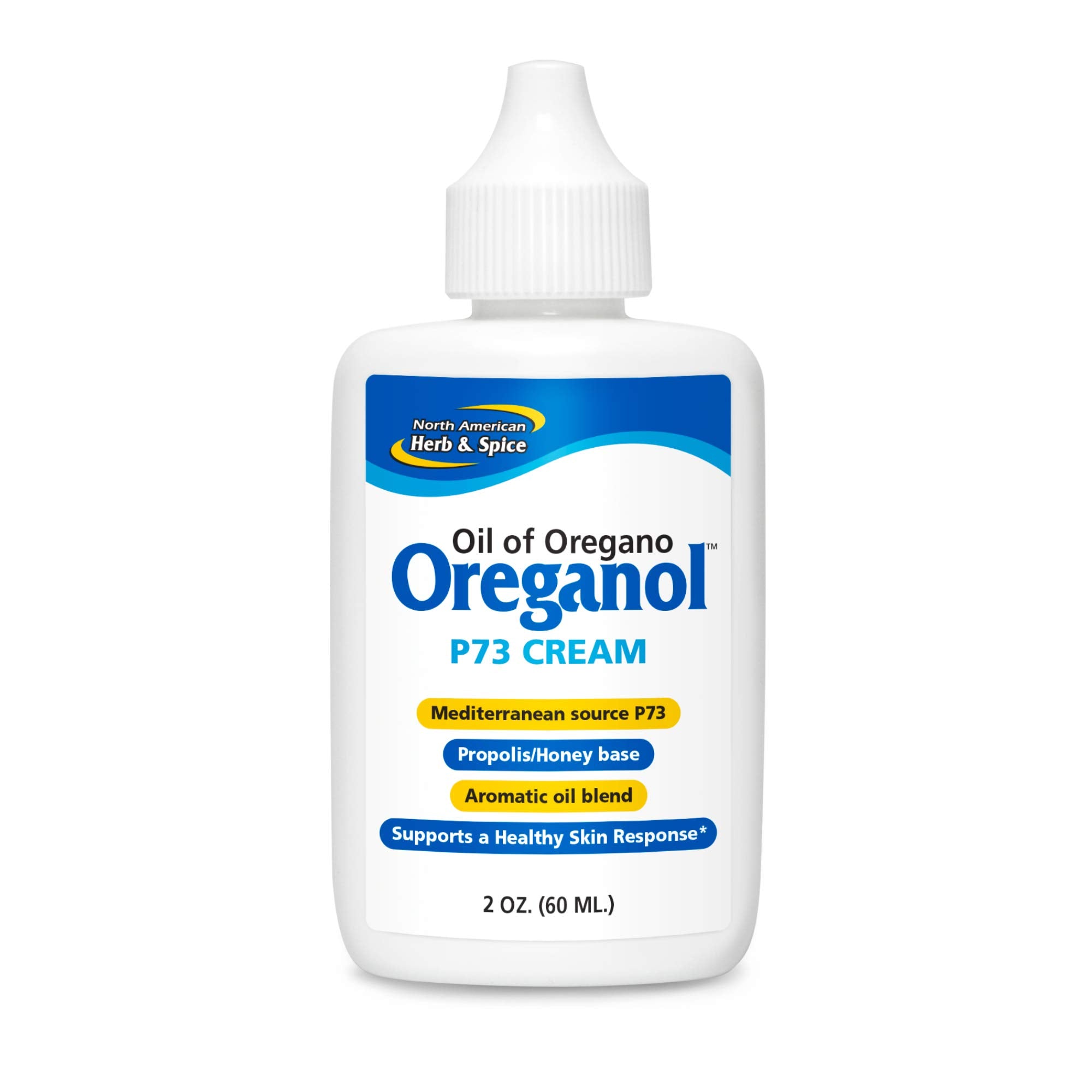 North American Herb & Spice Oreganol P73 Cream jar displaying rich hydration.