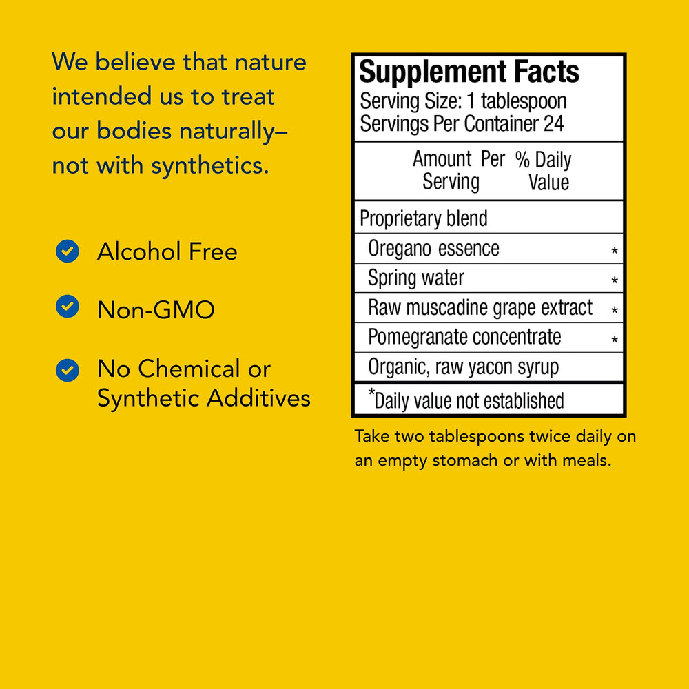 Ingredient pack showing mountain spring water and non-GMO sourcing for clean nourishment.