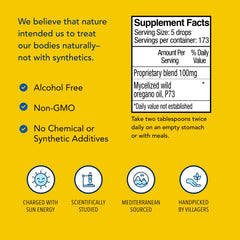 Product label highlights natural, non-GMO formulation for Oreganol P73 juice