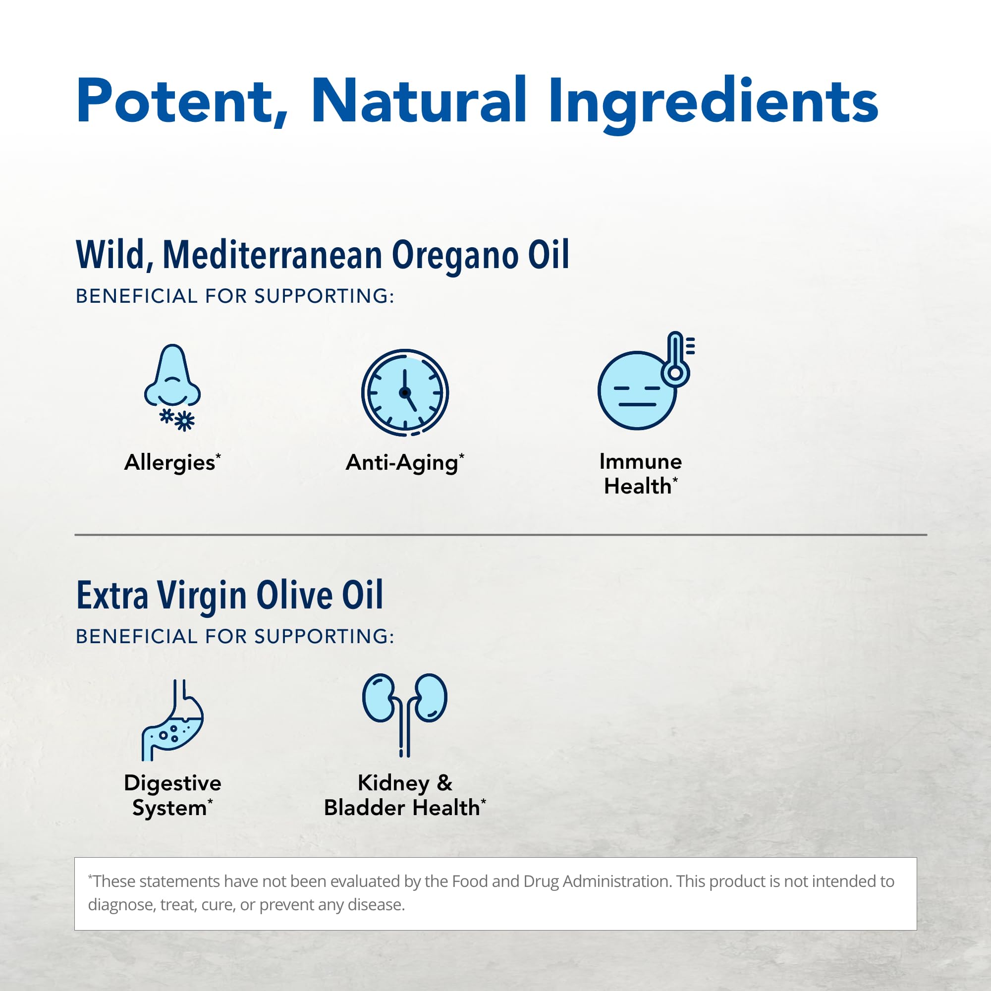 Oreganol P73 with olive oil base highlights simple, clean ingredient pairing.