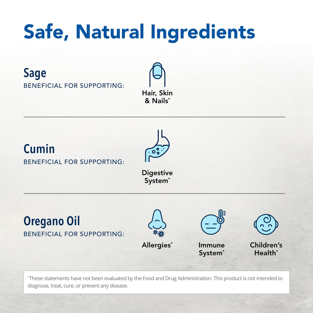 OregaResp P73 label detail emphasizing wild oregano origin and natural ingredients