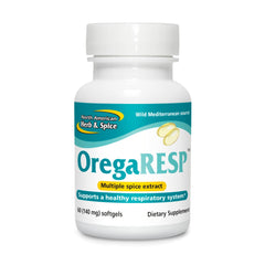 North American Herb & Spice OregaResp P73-60 softgels bottle front for potential immune and respiratory support.