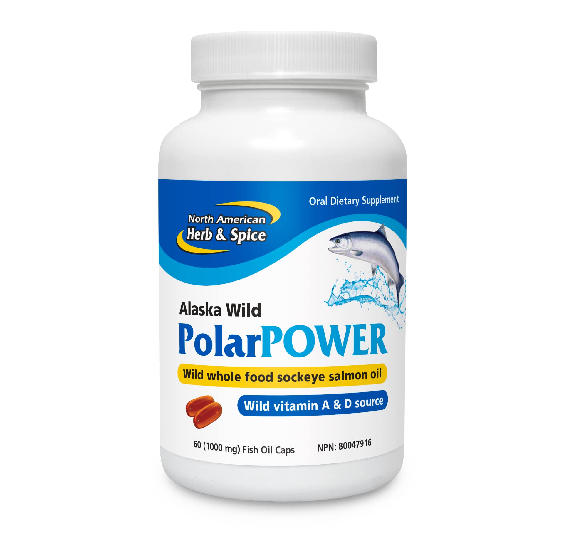 North American Herb & Spice Polar Power bottle for easy daily omega-3 use.