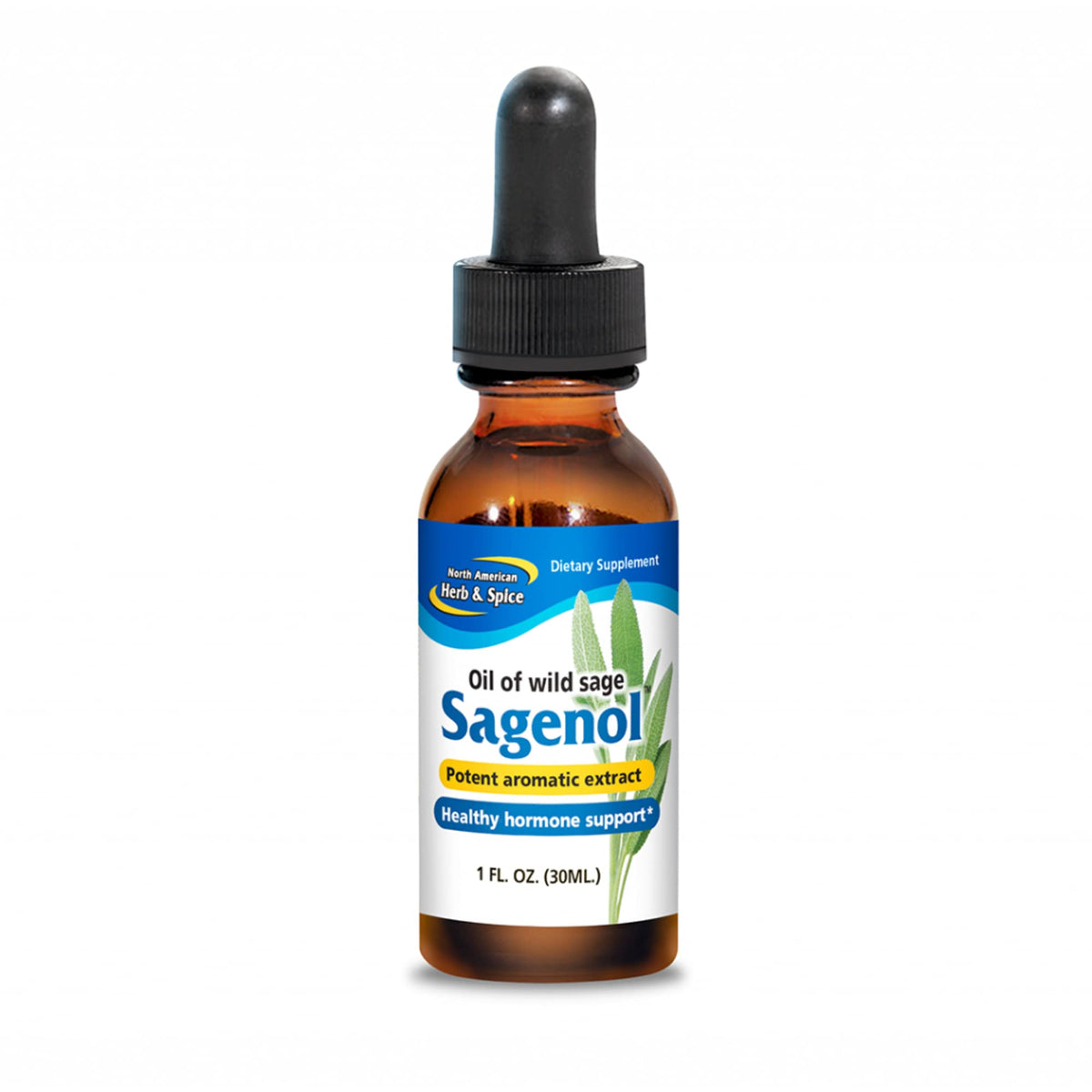 Sagenol Wild Sage Oil bottle by North American Herb and Spice for topical use
