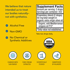 Wild Mediterranean oregano and non-GMO ingredients listed for transparency.