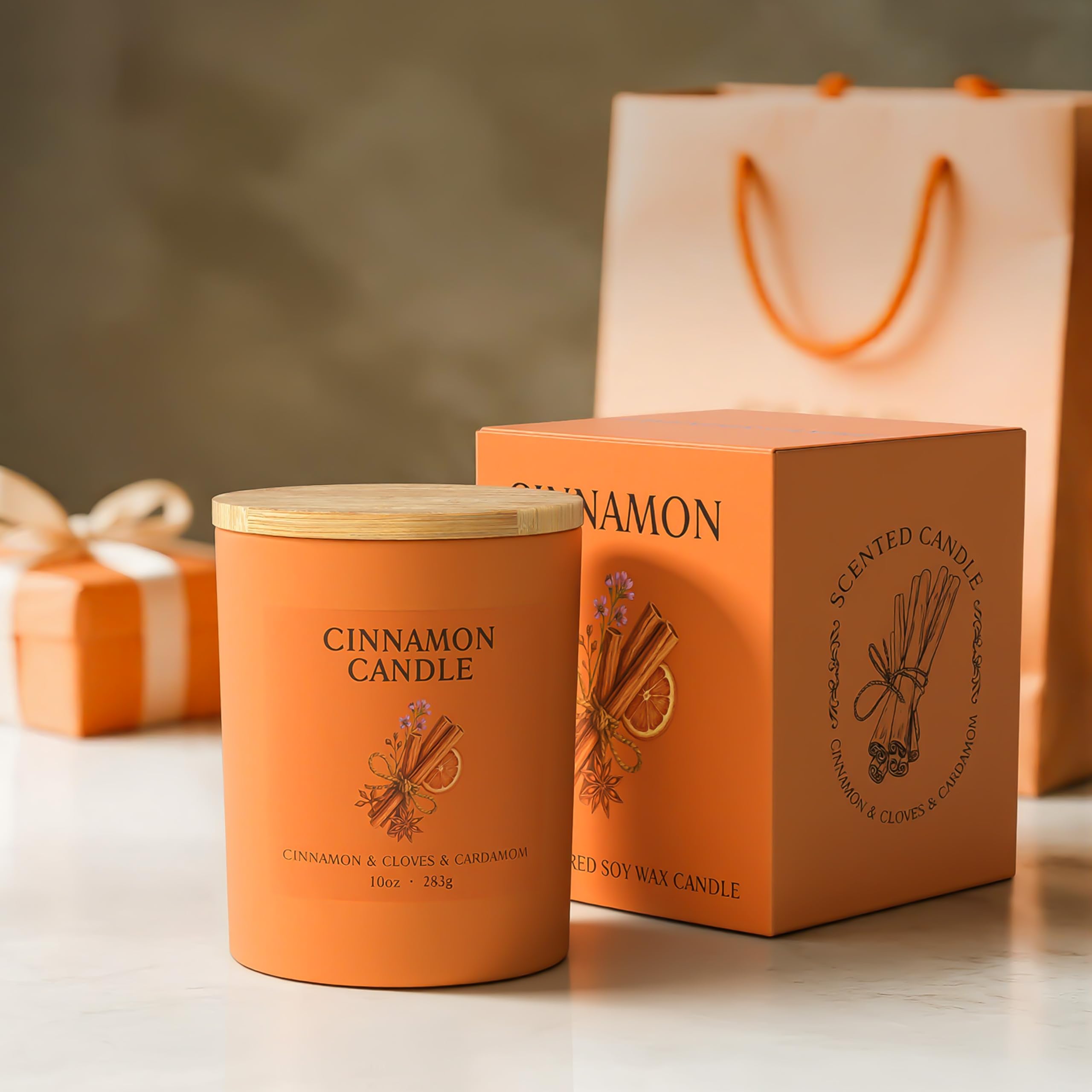 NORVENCE Cinnamon Candle enhances cozy corners with warm scent.