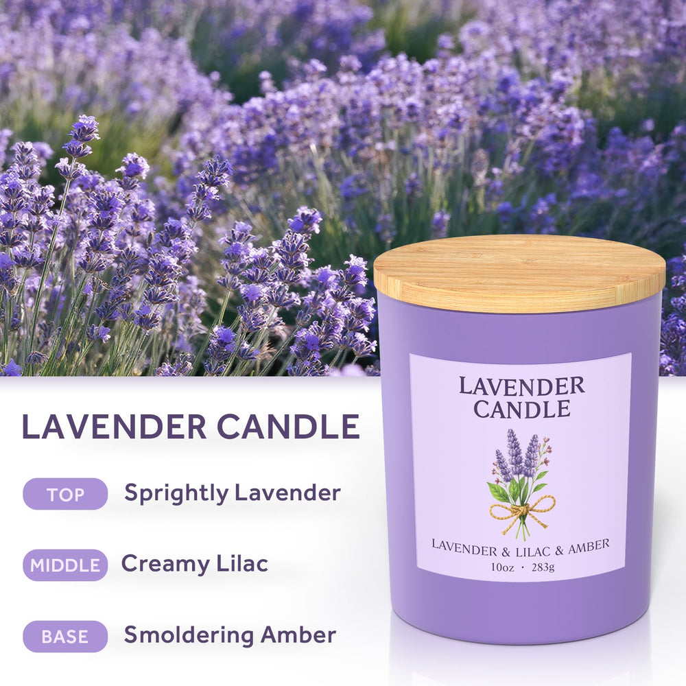 NORVENCE Lavender Candle with bamboo lid adds eco-friendly style and easy storage.