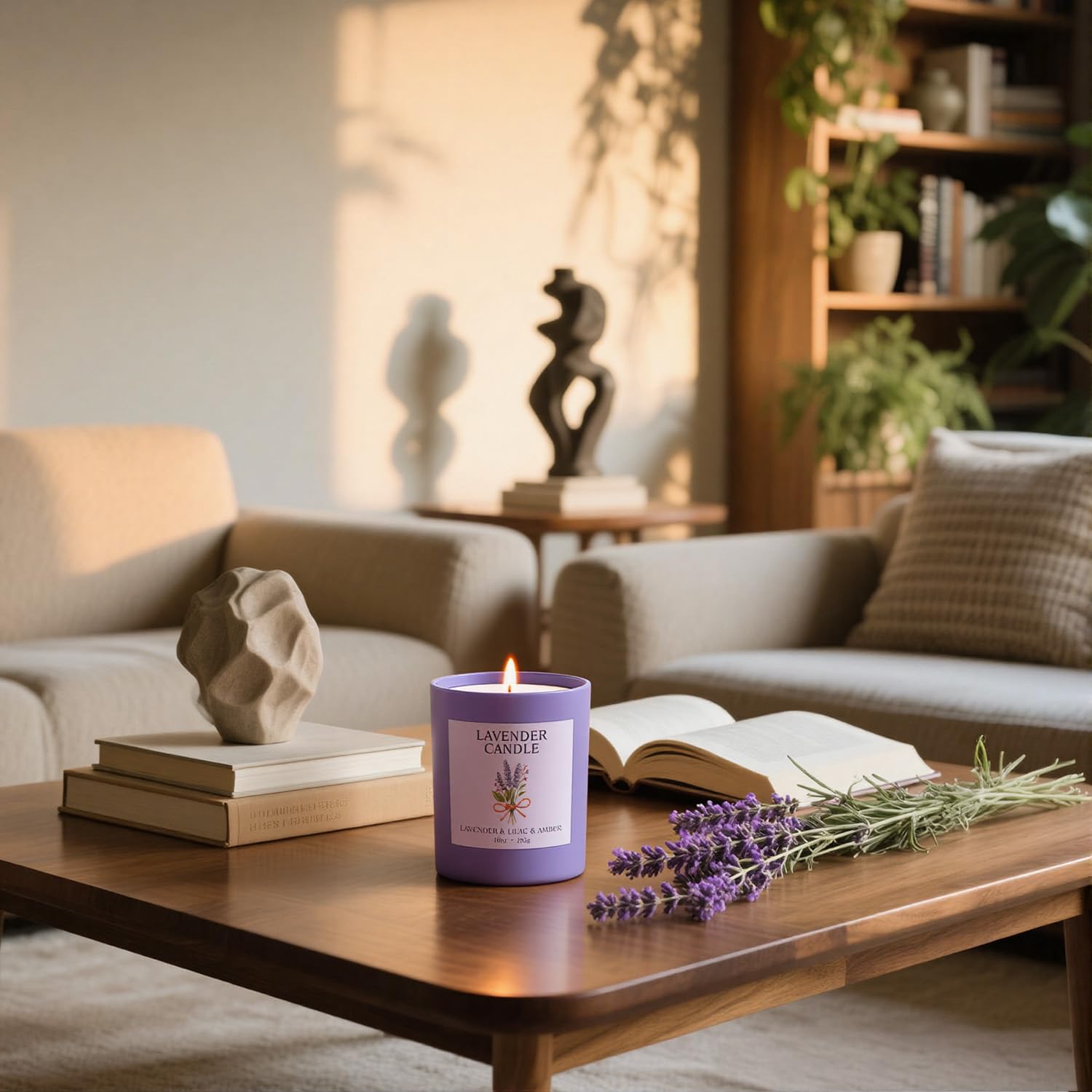 NORVENCE Lavender Candle emits a soft ambient glow for relaxing evenings.