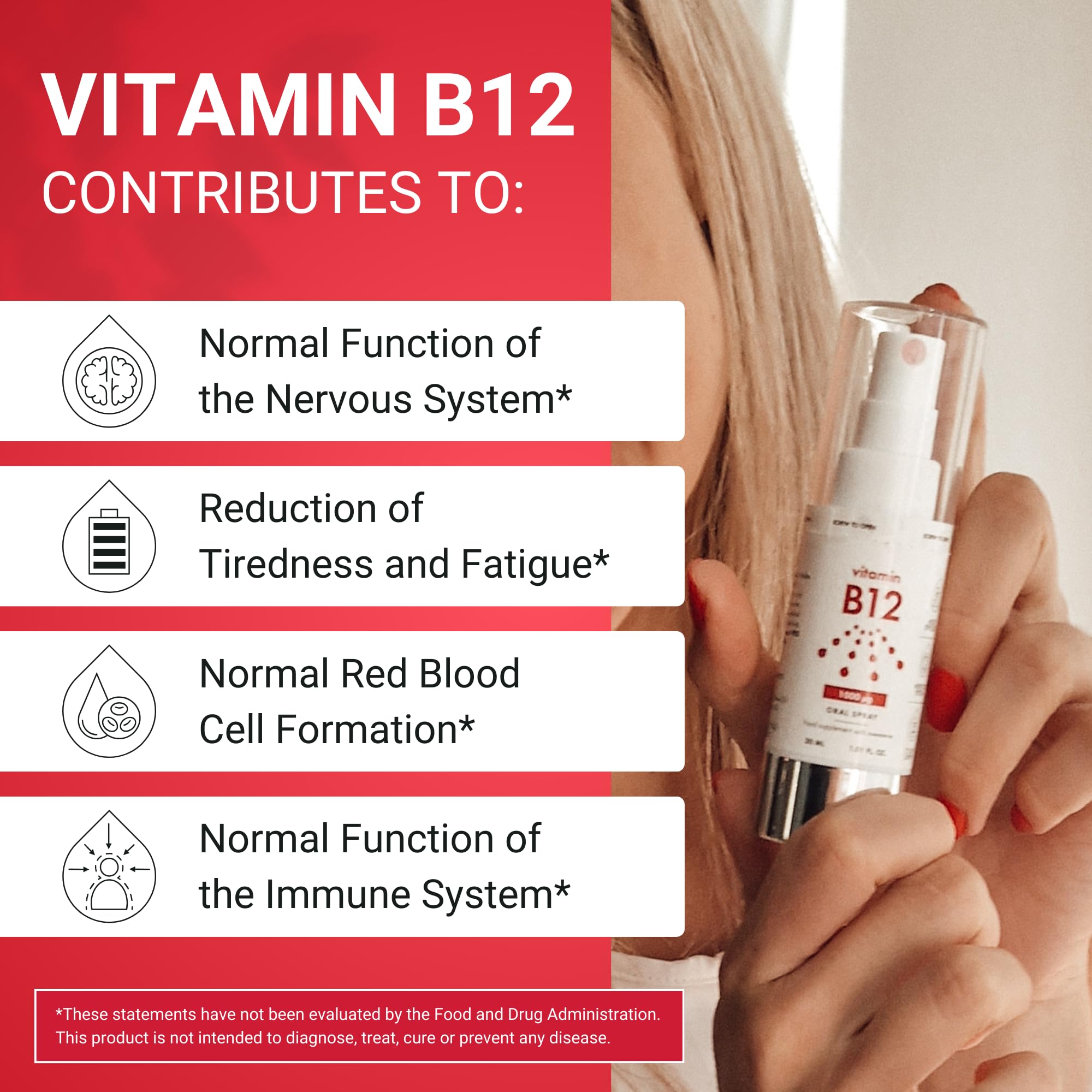 norvita b12 spray dispense close-up highlighting quick sublingual delivery