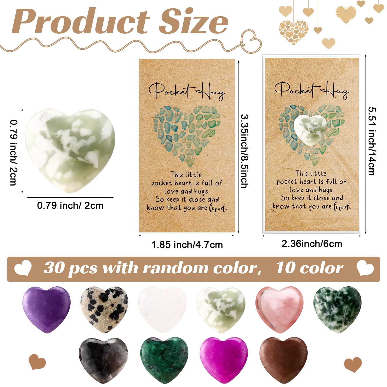 Nosiny pocket hug cards paired with stones for personal notes