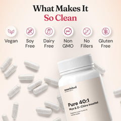 Nourished glass bottle with capsules on a white background for easy daily use.