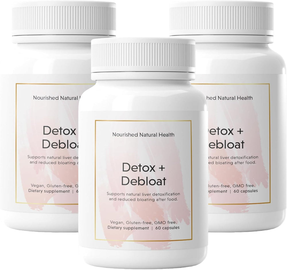 Nourished Natural Detox + Debloat bottle shown for daily digestion support