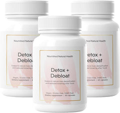 Nourished Natural Detox + Debloat bottle shown for daily digestion support