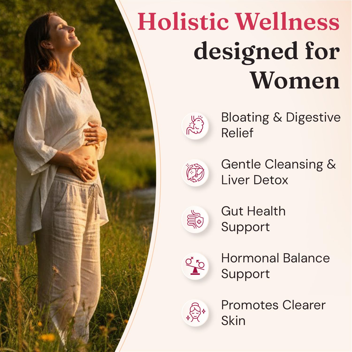 Nourished Natural Detox + Debloat glass bottle displayed for everyday wellness